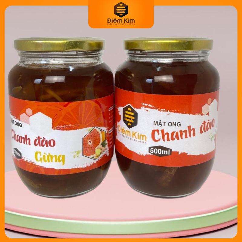 Combo 500ml Chanh đào gừng & 500ml Chanh đào thường ngâm mật ong Điềm Kim Siro