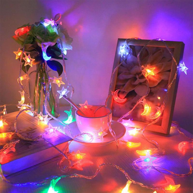 Moon & Star Shaped LED Night Light, Battery Powered LED String Light, Hanging Decorations for Home Decoration Party 6