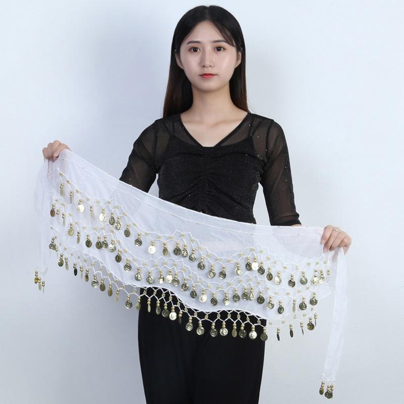 Product Introduction of Belly Dance Sequins Chiffon Skirt Costumes Shiny Tassel Waist Chain Scarf Skirt Costume For Yoga Belly Dancing 30