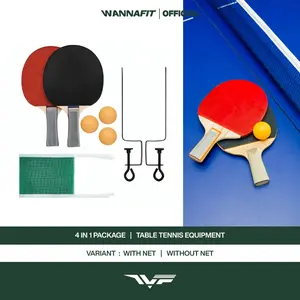 WANNAFIT Paket Bet / Bat Tenis Meja | Raket Pingpong / Ping Pong Bola Net Tas | Alat Olahraga