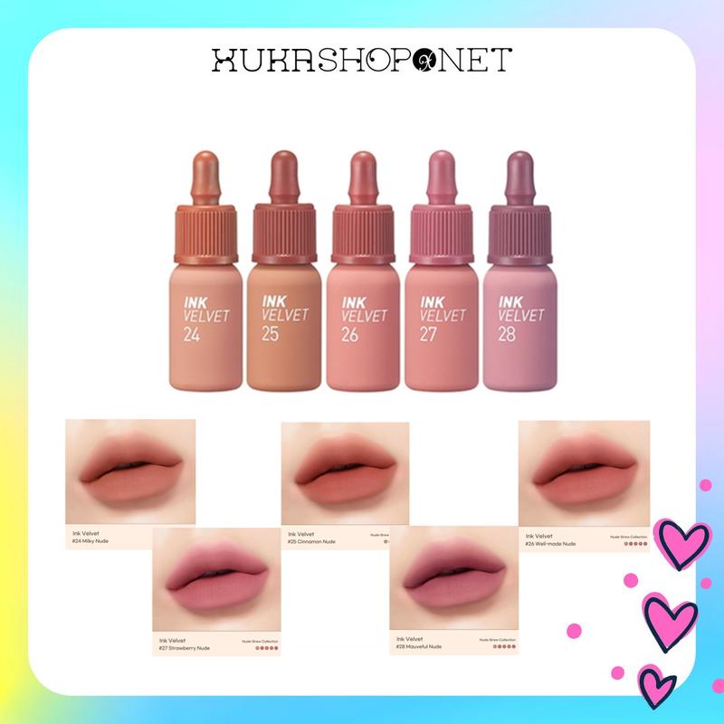 Son Kem Lì Peripera Ink Velvet Nude 4g chất son lì mịn như nhung không bóng