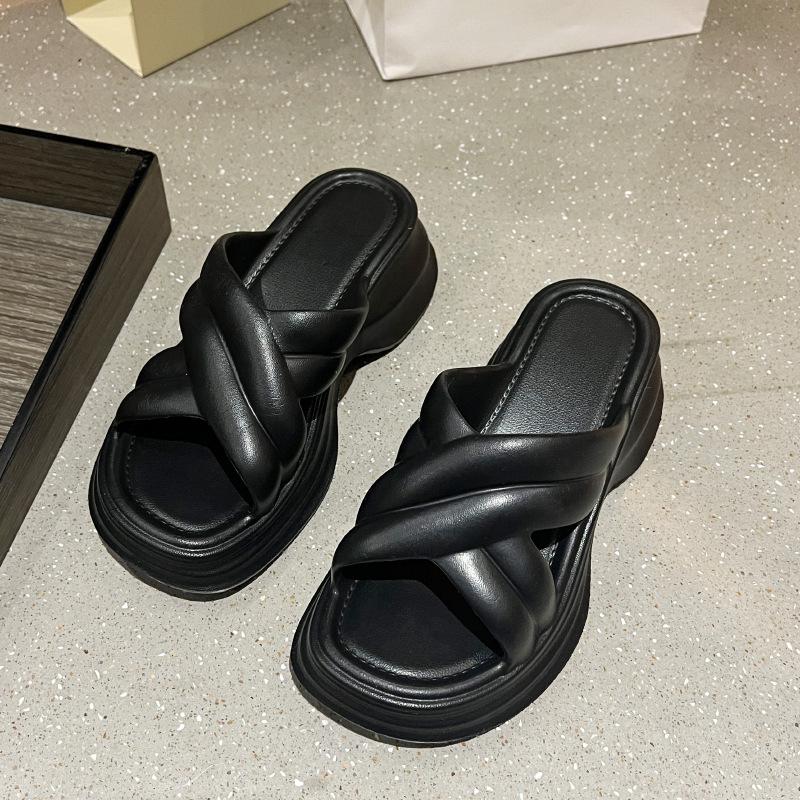 Dép Xỏ Ngón Đế Dày, Dành Cho Nữ, Thời Trang Ngoài Trời Mùa Hè, Dép Chéo Thường Ngày Dép Đi Trong Nhà, Chống Trượt, Cao Gót, Dép Đi Biển 6