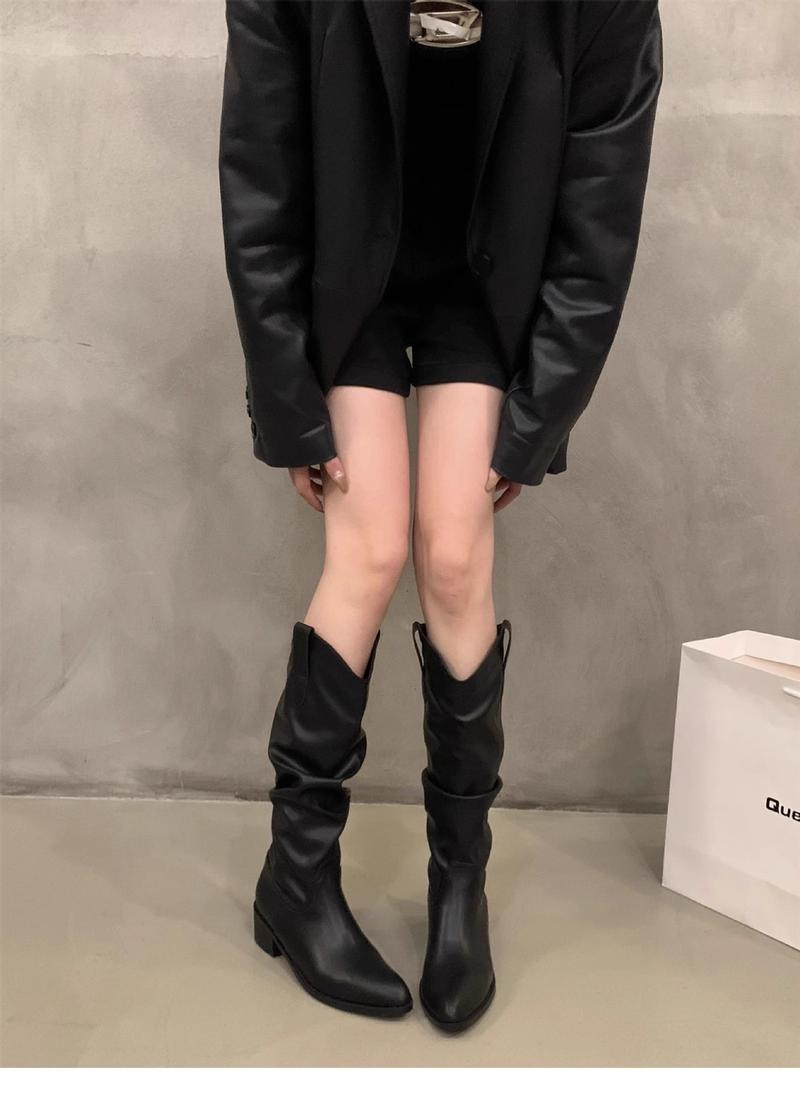Product Introduction of Bốt Cổ Thấp Gót Chunky, Phong Cách Cọc Cắt Chữ V Màu Nâu Cổ Điển Giày Nữ, Bốt Frye Denim Phương Tây Mũi Nhọn, Thích Hợp Cho Mùa Thu 2024 Shoes Boot Jean 43