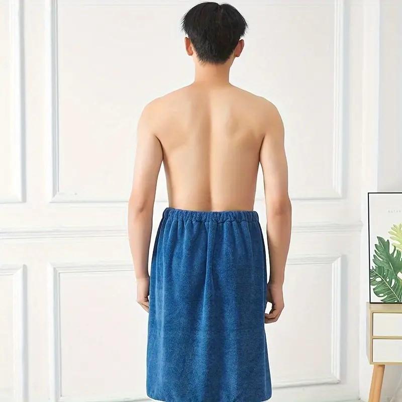 Product Introduction of Men's Wearable Bath Towel with Pocket, 1 Count Soft Absorbent Shower Skirt, Embroidered Bathroom Supplies for Home Hotel Salon 2