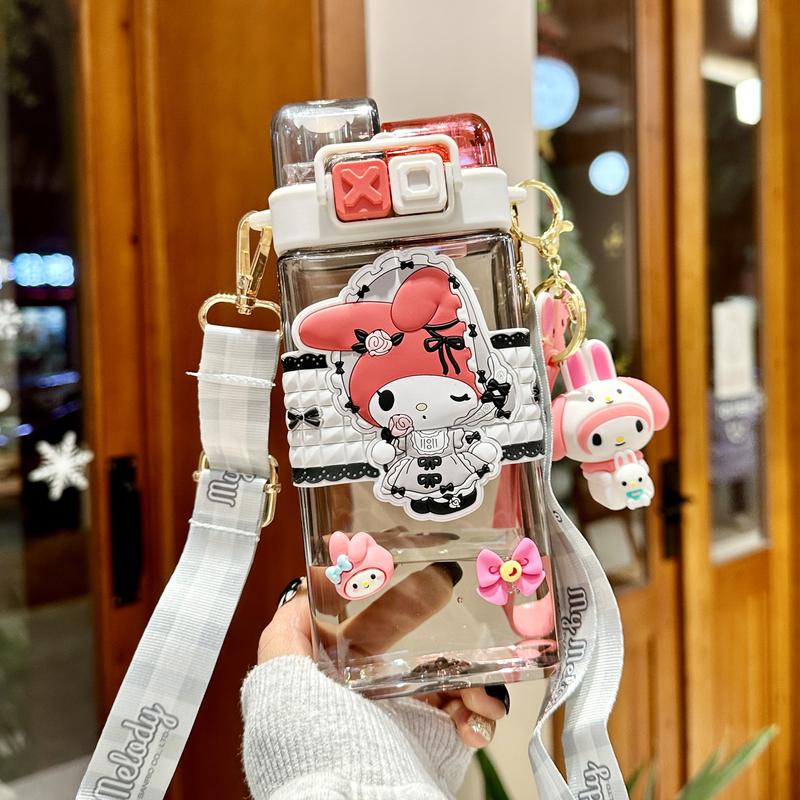 Product Introduction of Sanrio Tritan Plastic Water Cup Double Drink Kids Water Bottles Portable Tumbler  Mug With Straw  School Day Birthday Gift  Kuromi Cinnamoroll Hellokitty Reusable Bottled Drinkware Washable 14