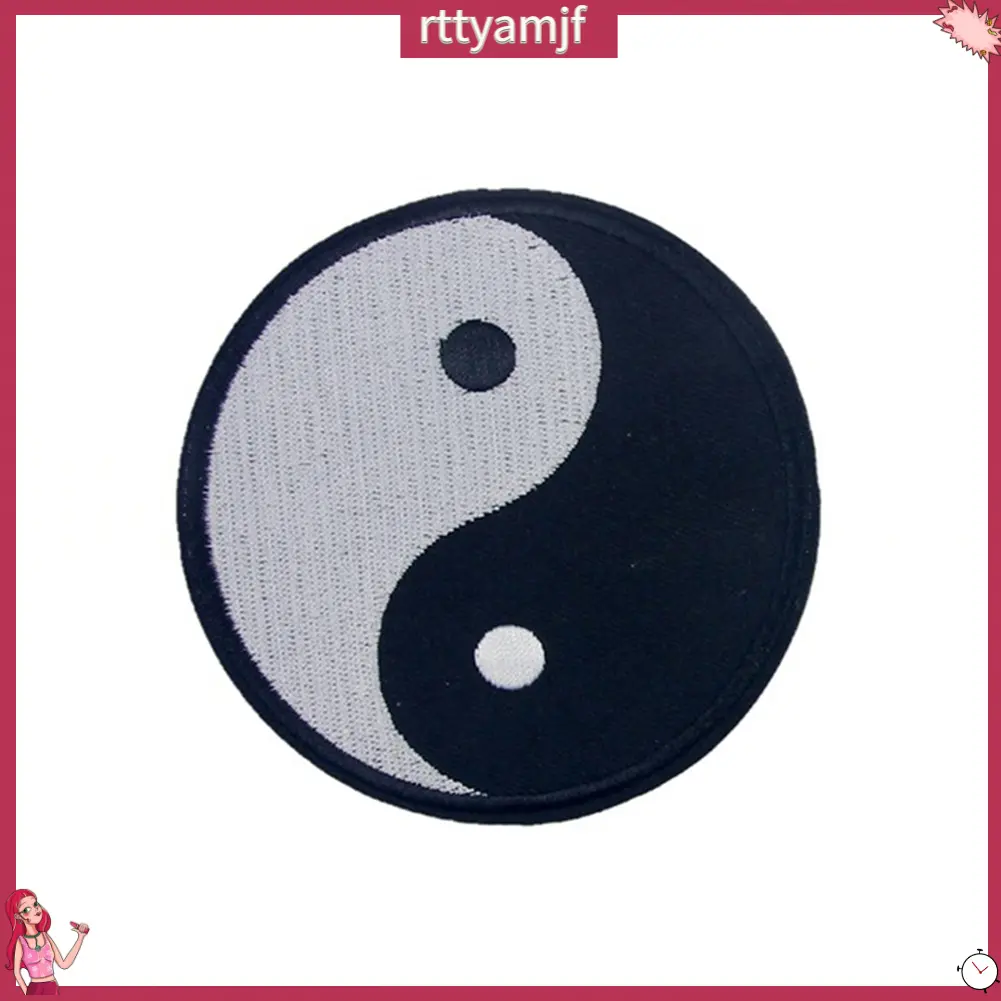 rttyamjf- Chinese Traditional Yin-Yang Symbol DIY Applique Embroidered Sew Iron on Patch