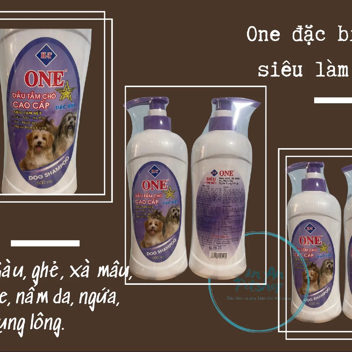 One đặc biệt 600ml siêu làm hết gàu, ghẻ, xà mâu, ve, ngứa, rụng lông