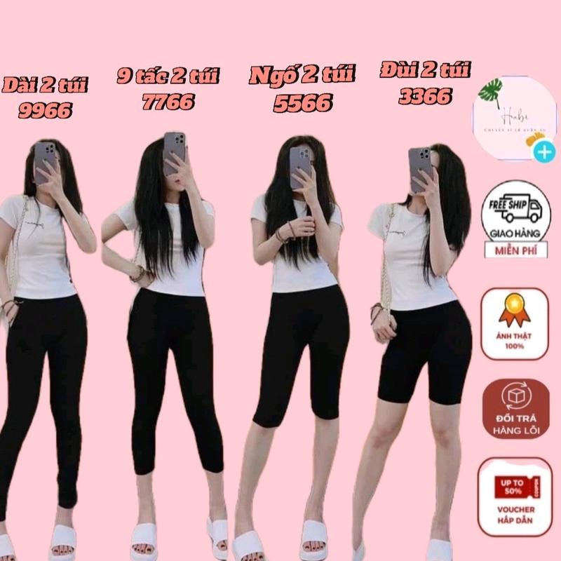 Quần legging nữ cạp cao có túi siêu co giãn ĐÙI NGỐ 9 TẤC LỬNG DÀI 3366 5566 7766 9966 Women pants habichuyensi len Denim