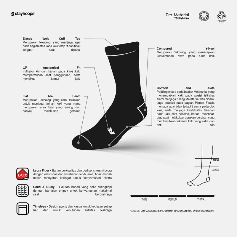 Product Introduction of Kaos Kaki Olahraga Sport Fashion Tebal Stayhoops - X Poise - Basketball High Performance Sock Unisex Panjang Lembut Dewasa Pria Cowok Wanita Nyaman Keren 0