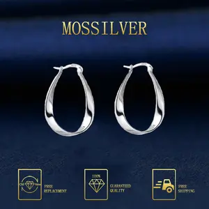 MOSSILVER Anting Mobius Berlapis Perak S925 Perhiasan Telinga Berkualitas Tinggi
