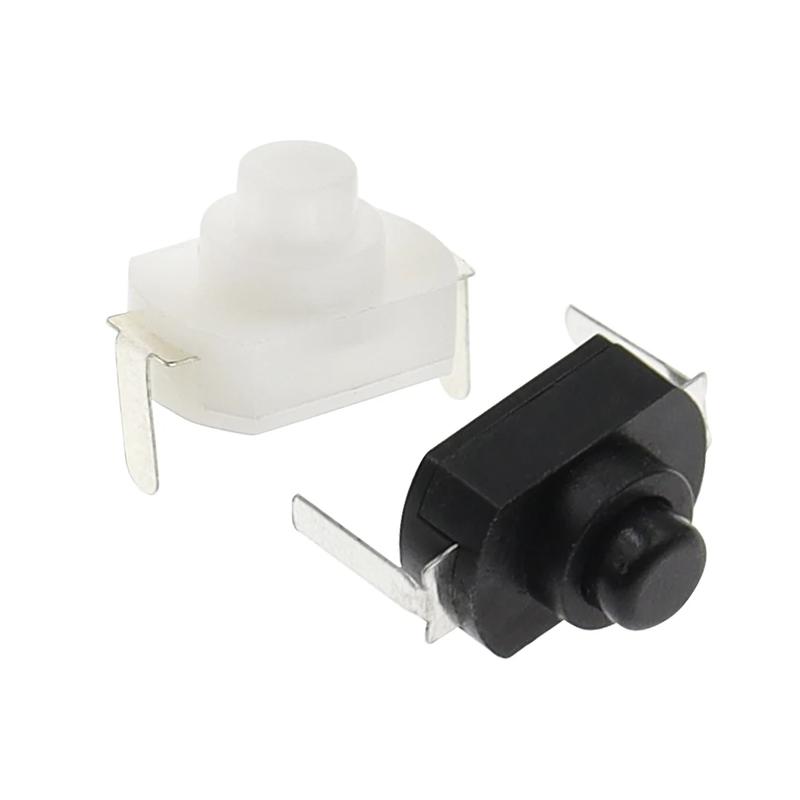 Product Introduction of 10PCS 1288BM Push Button Switch Black White Flashlight Switches Bent Feet Flat Foot 1288 BM 16340 1208YD ON-OFF 0