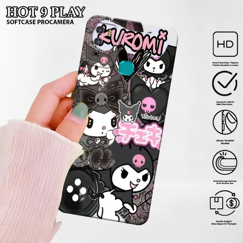 Case Hp Infinix Hot 9 Play Motif Kuromi - Silikon - Kesing - Case  - Softcase - Cover - Cover Hp 4