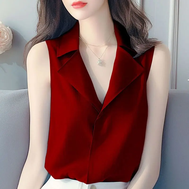 Áo Vest Không Tay Áo Khoác Xếp Lớp Không Cần Ủi Bộ Đồ Nữ Áo Sơ Mi Thời Trang, Dành Cho Nữ, Hàng Mới Về Mùa Hè 2024