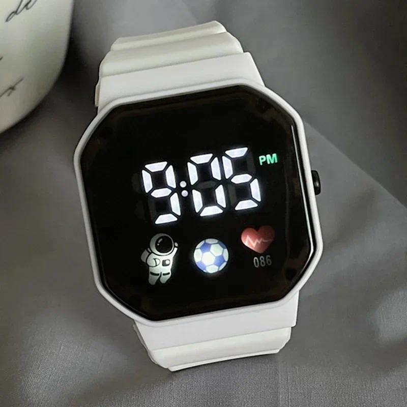 Đồng Hồ LED Thông Minh Thiết Kế Đơn Giản Dành Cho Trẻ Em Đồng Hồ Đeo Tay Kỹ Thuật Số Dây Đeo Silicon Thích Hợp Cho Thể Thao Và Thể Dục Đồng Hồ Điện Tử Với Máy Đo Nhịp Tim Đồng Hồ Thời Trang