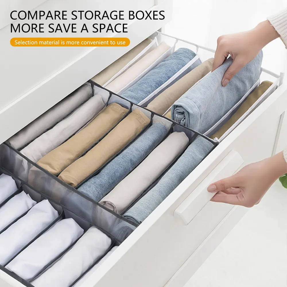 Foldable Jeans Drawer Organizer/Mesh Compartment Clothes Organizer/Space Saving Home Organizer