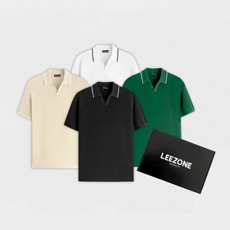 Áo Polo Nam LeeZone Basic Chất Cá Sấu Thoáng Mát | Polo V Neck (Cổ V) Menswear