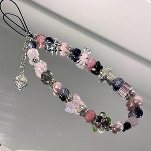 Cadena para celular con diseño lindo de fresa, corazón y mariposa, Cordón creativo antipérdida para celular, Dije de moda para celular para mujeres y niñas