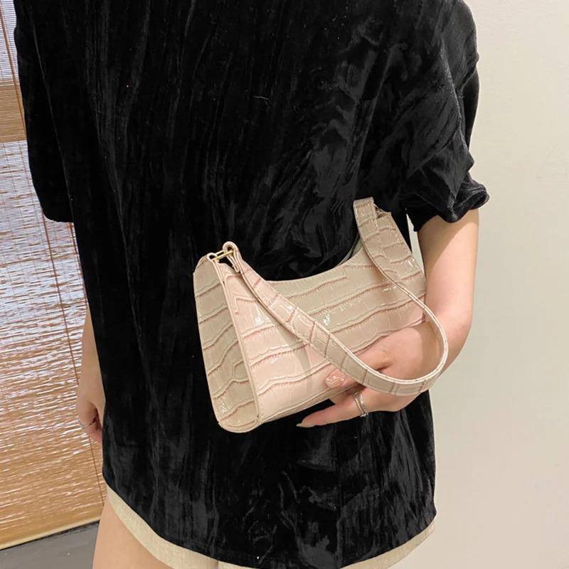 Fashion PU Leather Bags for Women Alligator Pattern Armpit Handbag Female Small Underarm Messenger Bag Purse 5
