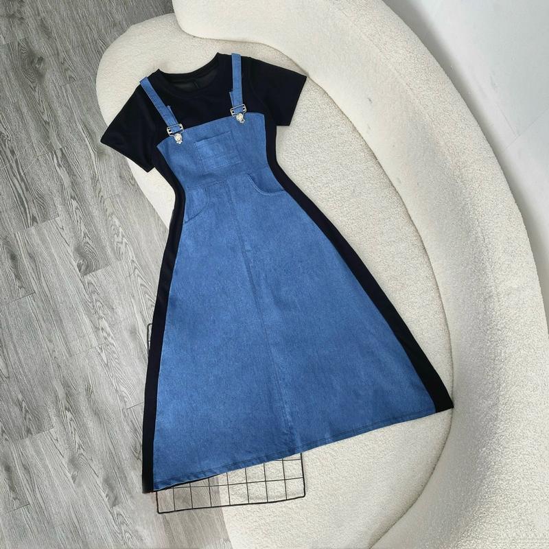 Đầm yếm jean bigsize ngắn và dài dành cho nữ chubby từ 50kg đến 95kg vải jean giấy g676-677