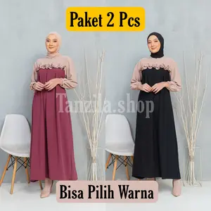 PAKET 2 PCS DRESS DIVANA Gamis Cringkel Airflow Muslim Wanita Crinkle Lebaran Kondangan Pesta Mewah Dewasa