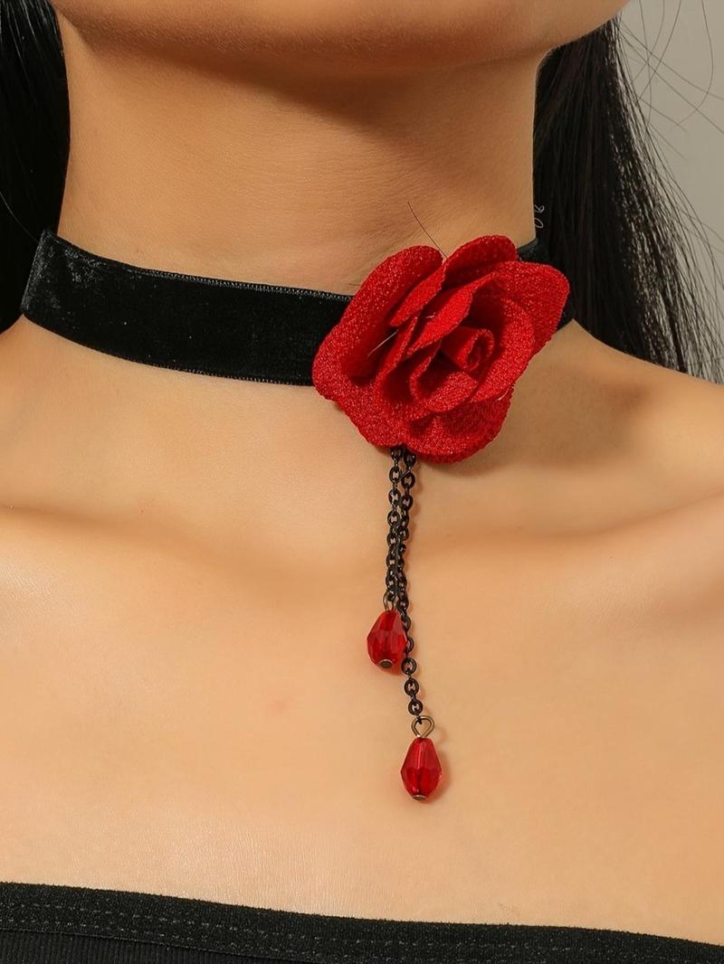 Product Introduction of Floral Decor Choker Necklace, Fashion Jewelry for Party, Daily Clothing Decor, Trendy All-match & Exquisite Jewelry for Birthday Gift 0