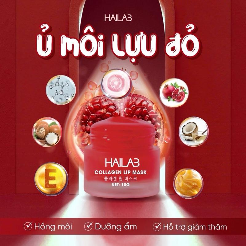  Ủ Môi Lựu Đỏ Collagen   Collagen Lip Mask 10gr _HAILAB - Dưỡng môi mềm mịn  làm mềm môi  giảm thâm  giúp hỗ trợ làm đẹp môi Sáp dưỡng môi Nữ Women 