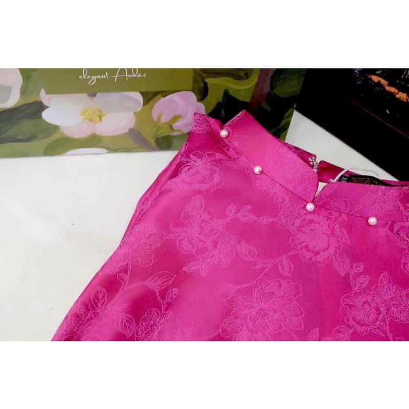 Áo Gấm Tơ Truyền Thống Tay Loe Nhẹ Màu Hồng Sen Đủ Size Từ S Đến 2XL 4