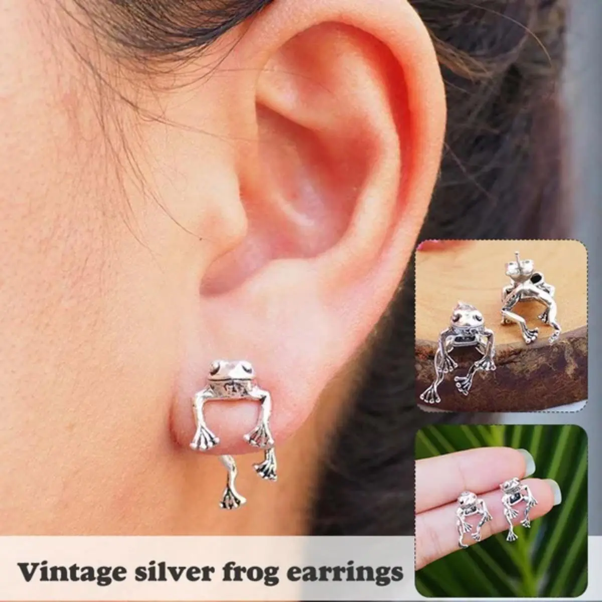 RedesignCute Frog Earrings For Women Girls Animal Gothic Stud Earrings Piercing Female Korean Jewelry  Retro