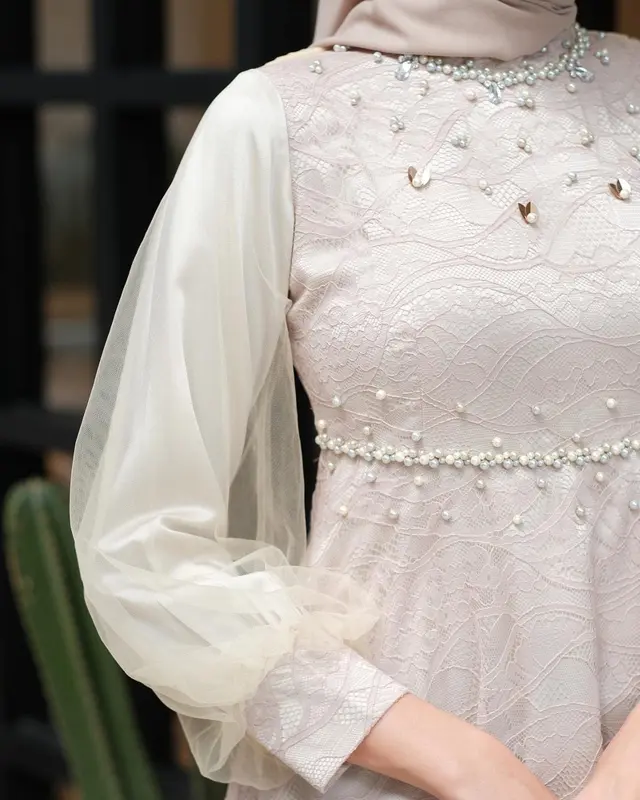 Couple Kebaya Kemeja Batik Nadine Latte Outfit Engagement Wisuda Kondangan Premium Modern 5