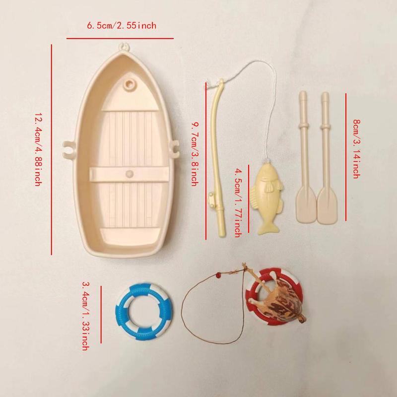 Mini Simulation Floating Boat, 1 Set Creative Fishing Boat Model, Micro Landscape Decoration Ornament for Home & Office & Fish Tank 1