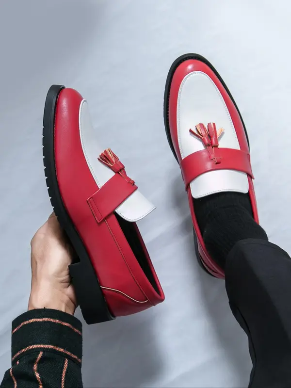 Men's Fashionable Patchwork Design Slip on Loafers, Casual Comfortable Pointed Toe Flat Shoes for Party, Daily Clothing Decor for Men, Footwear 3
