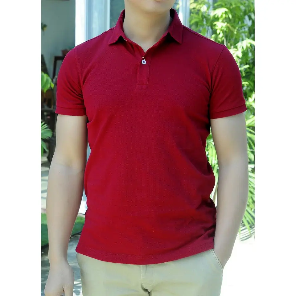 Áo thun polo nam nữ cổ bẻ HUTA PT011 màu đỏ đô, vải cá sấu 4 chiều, ngắn tay Menswear Top