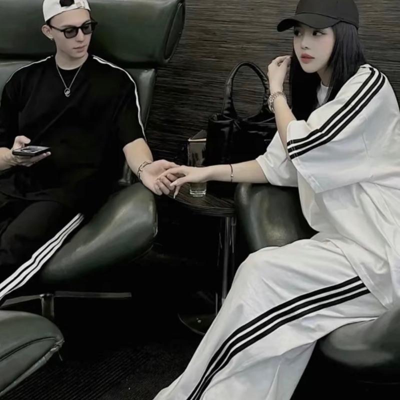 Sét Đồ Bộ Dài Nữ Quần Ống Suông Trơn Cổ Tròn Tay Ngắn 3 Màu Chất Thun Tăm Bigsize Tới 85kg Unisex Thoáng khí Có thể giặt bằng máy Nữ Women Top