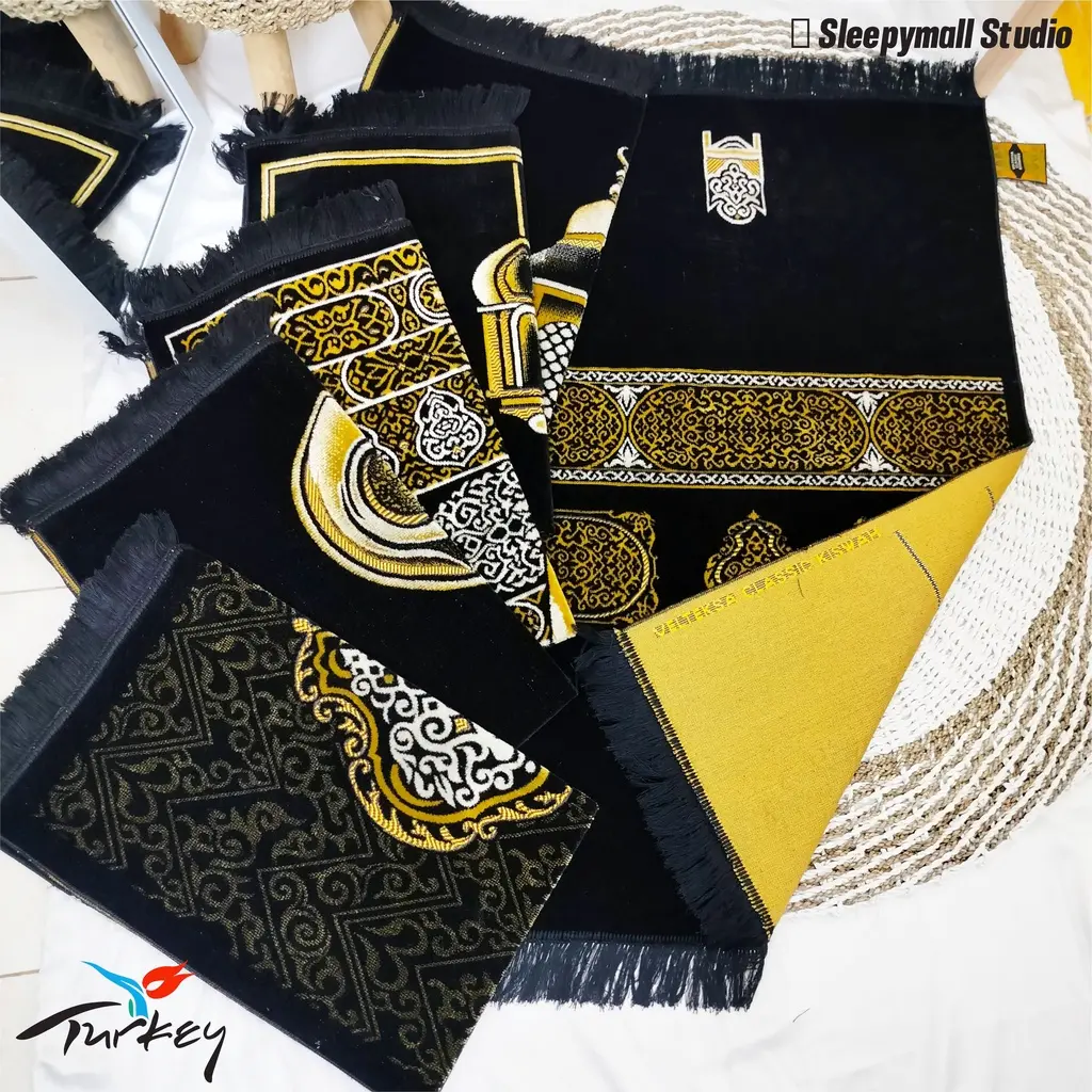 Sajadah Turki Hitam kiswah sejadah bludru Premium Murah ukuran 70 x110