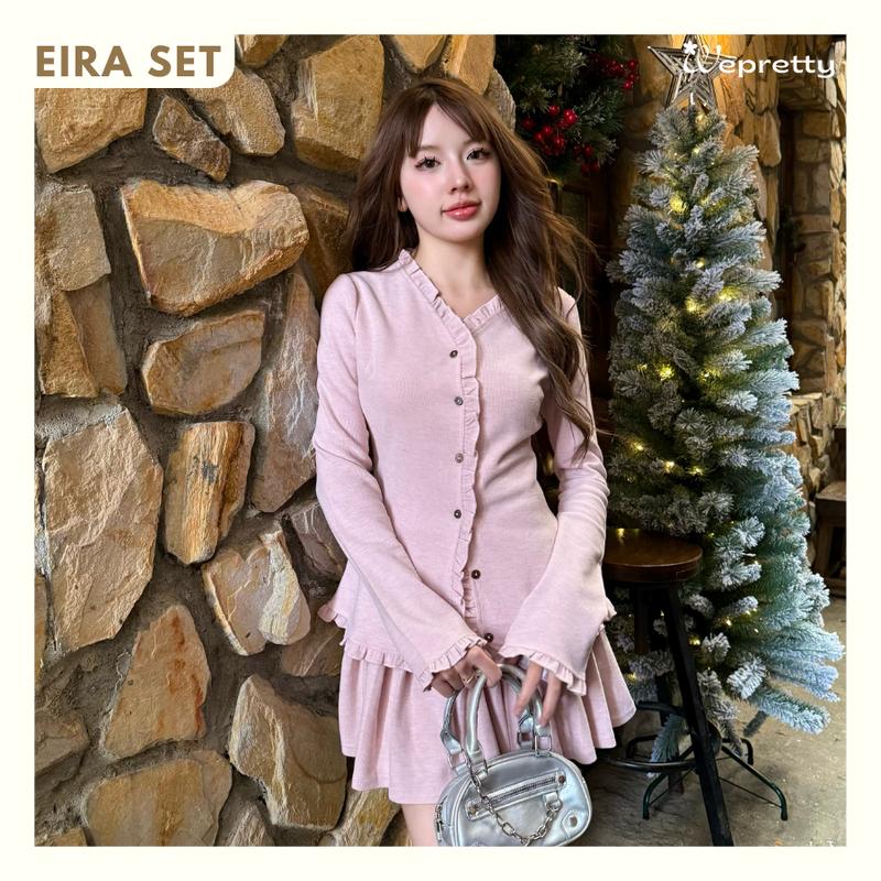 [SUPER DEAL] EIRA SET - Set áo len nữ xẻ kèm chân váy dáng xoè dày dặn Wepretty Clothes