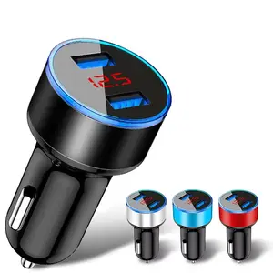 Dual USB Car Charger Adaptor Pengisian Cepat dengan Layar Digital 12.5, Protokol Lengkap Konektor Mini USB Betina ke Jantan Mode Daya Steker Mobil Tegangan Operasi ≤36V Tarik Dua Perangkat-CZPJ