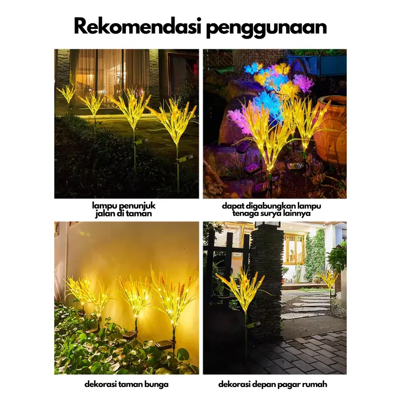Lampu  Hias  LED Padi tenaga surya /Lampu hias dekorasi /Lampu padi juntal/Lampu Taman Led Tenaga surya anti AIR Untuk Dekorasi Natal Plastik Putih Sensor Solar 7