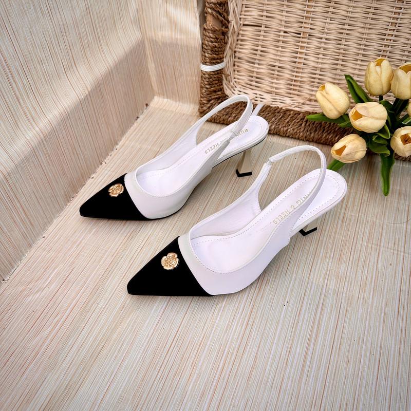 Giày sandal cao gót 7 phân phối màu hoa trà Thiên An TA65