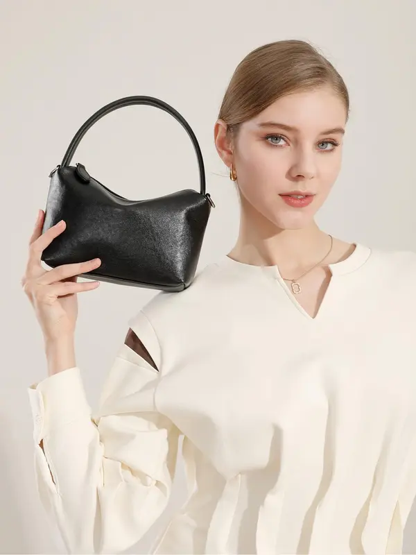Women's Solid Color Shoulder Bag, Fashionable Large Capacity Crossbody Bag for Daily Used, Casual Trendy Versatile High-quality Daily Commuting Bag 4