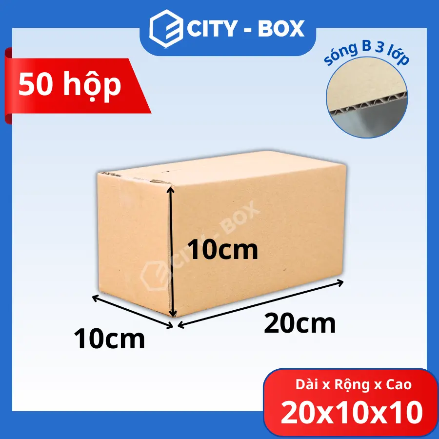 set 50 hộp 20x10x10 hộp carton đóng hàng, hộp ship cod
