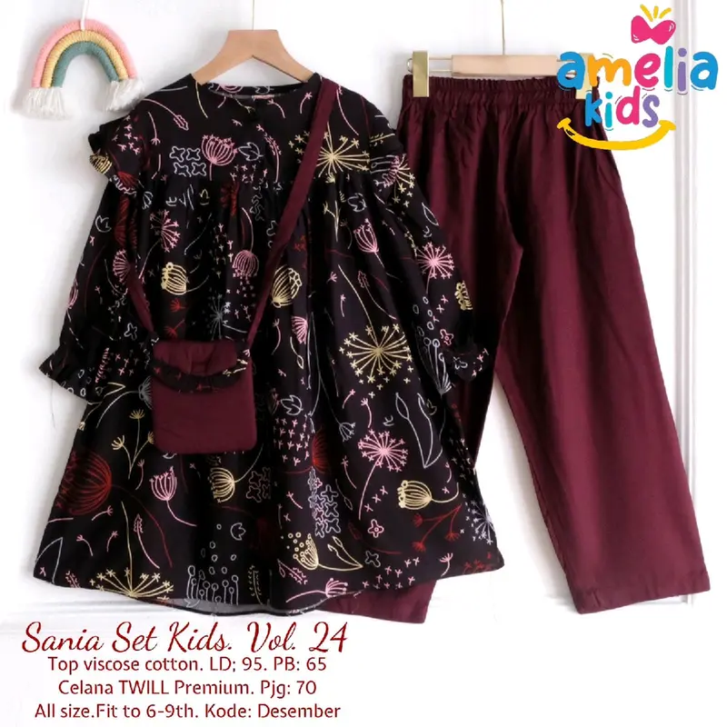 SANIA SET KIDS SETELAN GAMIS ANAK PEREMPUAN UNTUK USIA 6-9 TAHUN FREE POUNCH 2