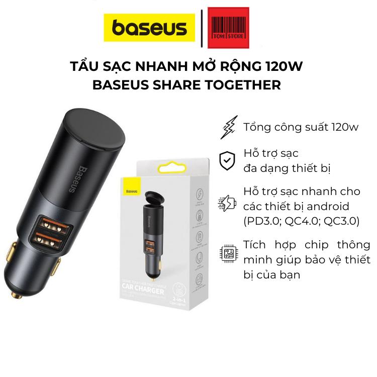 Tẩu sạc nhanh mở rộng 120W Baseus Share Together Fast Charge dùng cho xe hơi Phụ Kiện Ô Tô