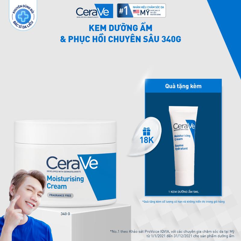 [Deal FlashSale] Kem dưỡng ẩm dành cho da khô Cerave Moisturizing Cream 340g. Kem dưỡng giúp phục hồi chuyên sâu, giữ da ẩm mịn suốt 48 giờ. DÙNG ĐƯỢC CHO DA MẶT VÀ CƠ THỂ_Chăm sóc da_Kem & Sữa dưỡng thể_Skincare cho Nam và Nữ
