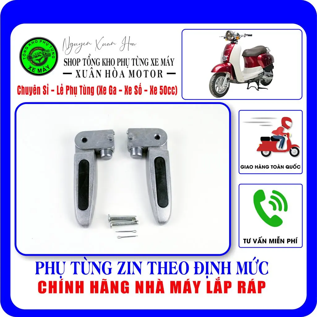 Để chân sau/ Gác chân sau Crea 50cc/ Giorno 50cc/ Today 50cc/ Kimco/ Gogo điện/ Gogo minion... (Hàng chính hãng cao cấp) Phụ Kiện Phụ Tùng Cao Su