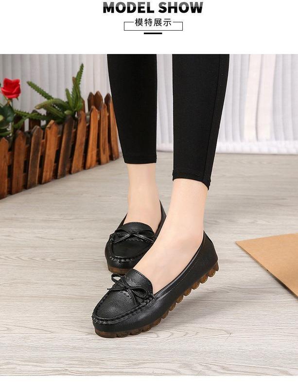 Product Introduction of Gommino Female 2024 Spring New Flat Shoes Beef Tendon Soft Bottom Slip-on Lofter Mother White Nurses' Shoes 4