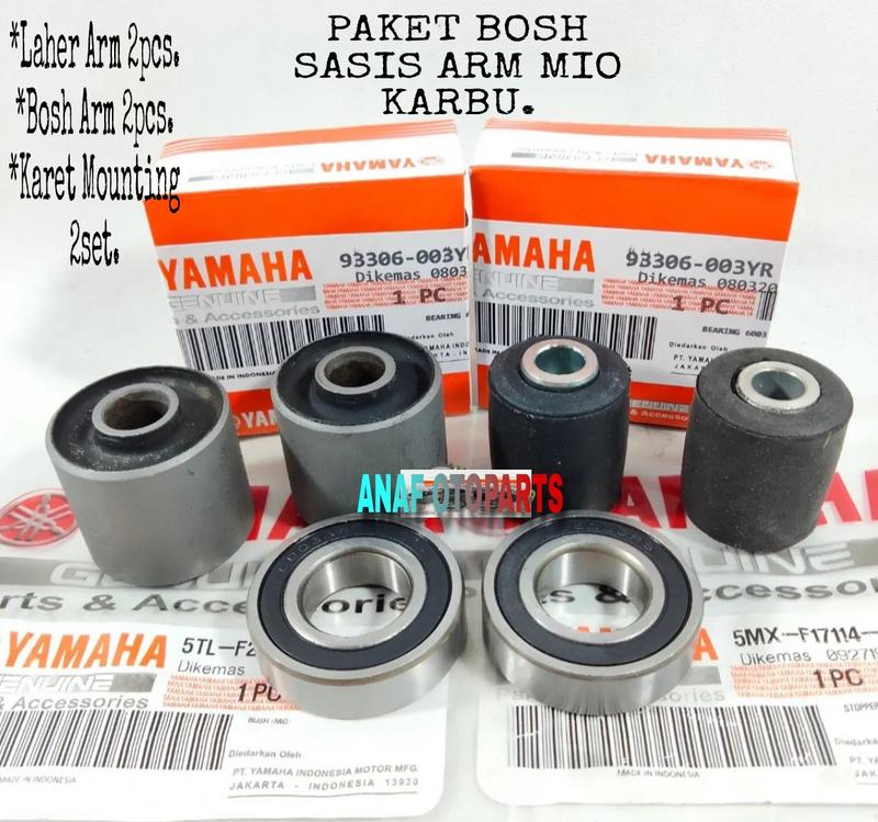 Product Introduction of Paket 3 Item Bosh Sasis Arm Mio + Bosh Karet Mounting + Laher Arm 6003 Mio Sporty/Mio Smile/Mio Soul/Nouvo/Xeon. Motor Motorcycle 3