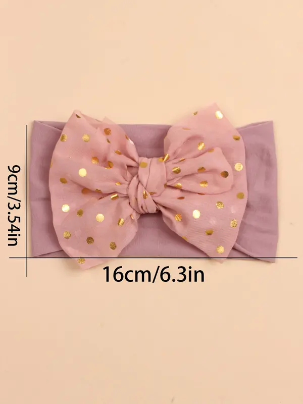 3pcs Baby's Cute Polka Dot Print Bow Decor Baby Hair Band, Solid Color Elastic Hair Band for Infants Baby Girls, Baby Hair Accessories 1