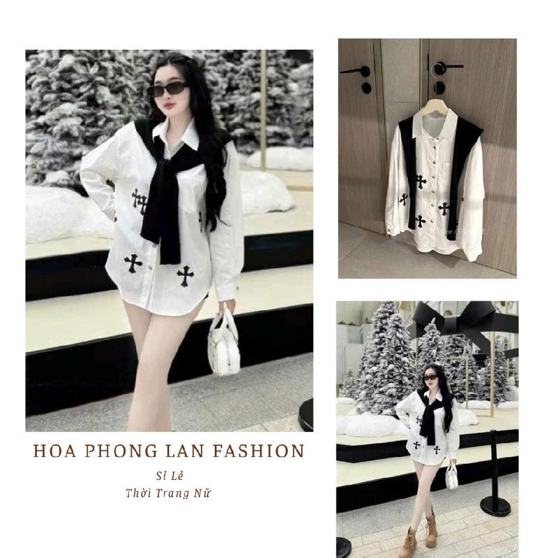 Áo Sơ Mi Chữ Thập Kèm Khăn Siêu Hot Phong Cách Cá Tính Sang Chảnh