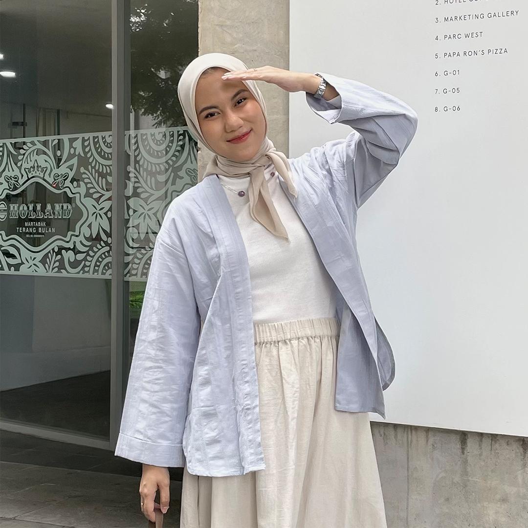 Yeppuoutfit Aluna Outer | Baju Atasan Oversize Luaran Wanita Muslimah Casual Lengan Panjang Berbahan Cotton Textured Basic Katun Cantik Kardigan Cewek Korean Style