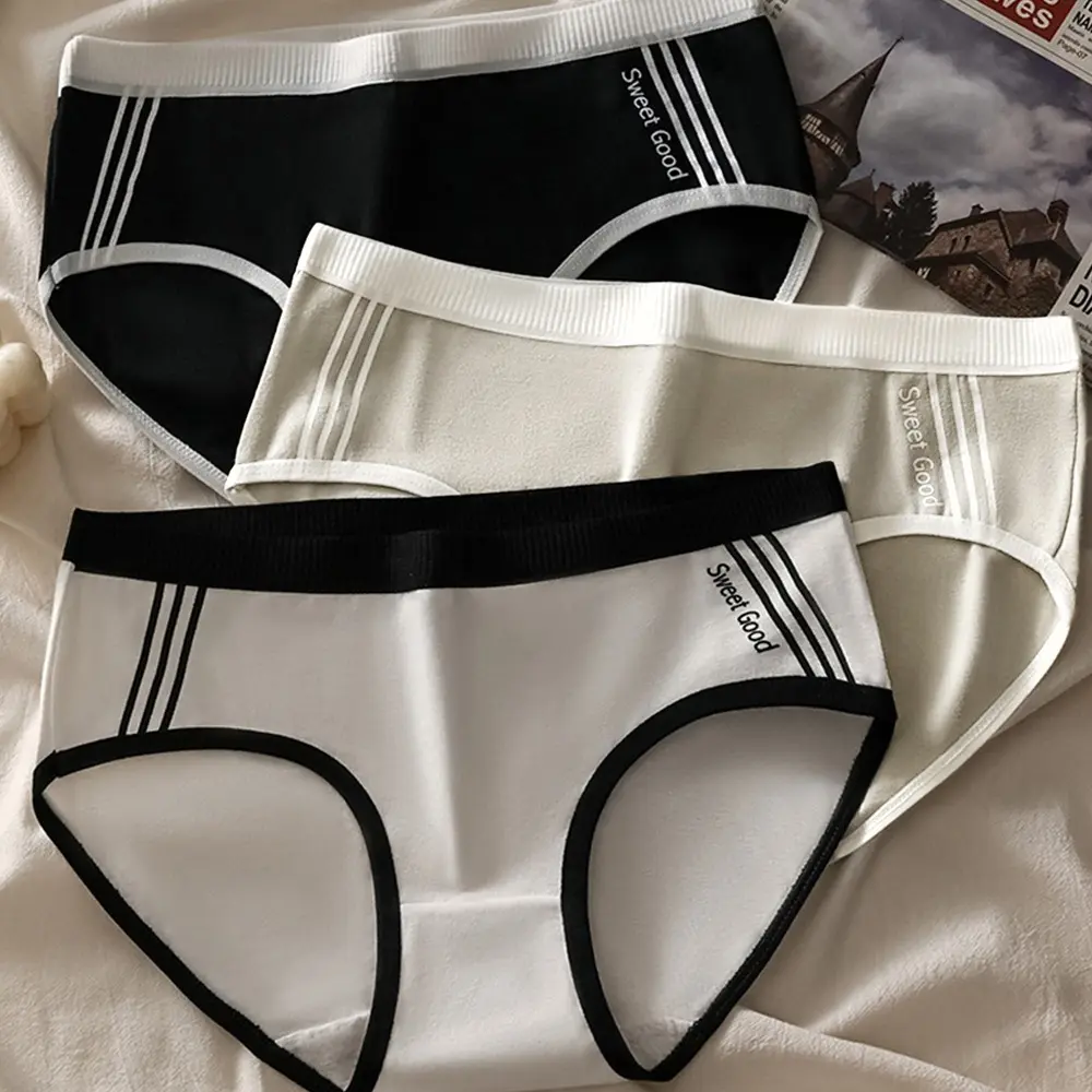 Girls' Underwear, Pure Cotton, Antibacterial, Comfortable, Breathable, Girls' Low-waist, Ladies' Sports Letters, Large Size Cotton Briefs